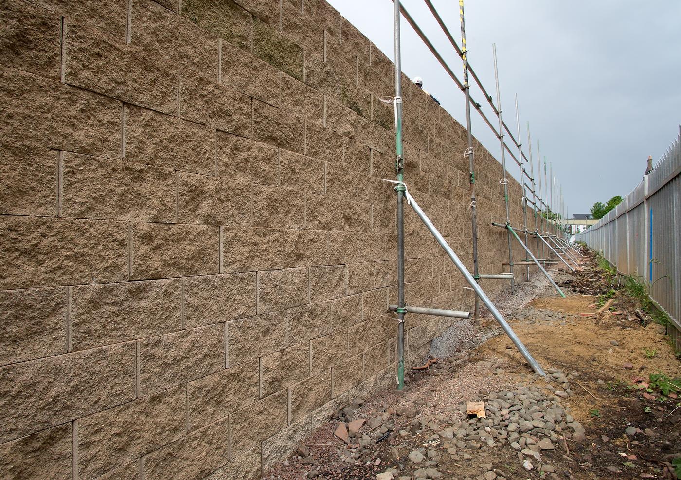 Modular block faced reinforced soil