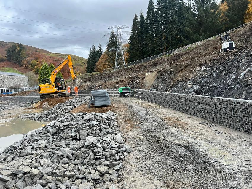 Gabion basket retaining wall