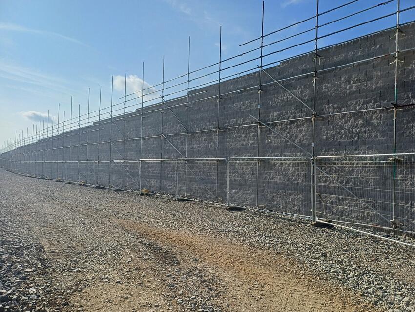 Modular block faced reinforced soil
