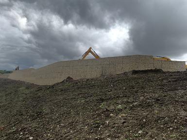 Gabion basket retaining wall