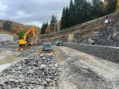 Gabion basket retaining wall