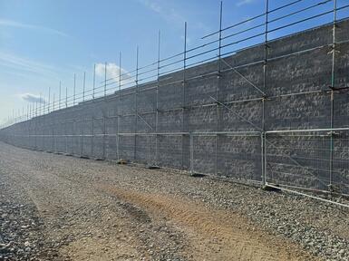 Modular block faced reinforced soil
