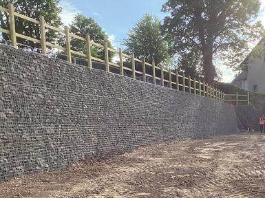 Gabion basket retaining wall