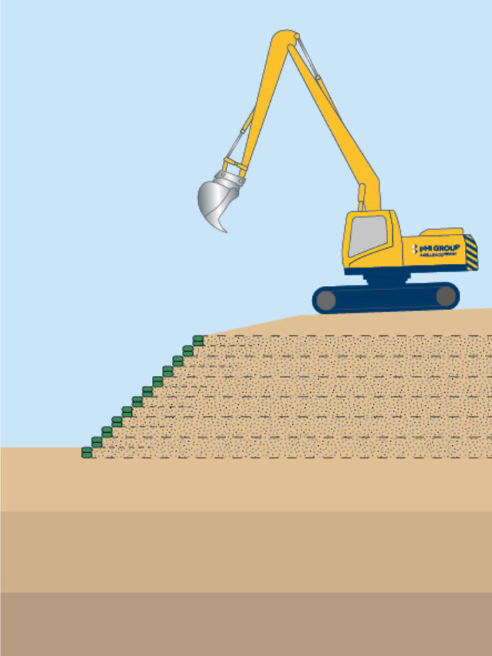 Illustration of 45 degree reinforced slope